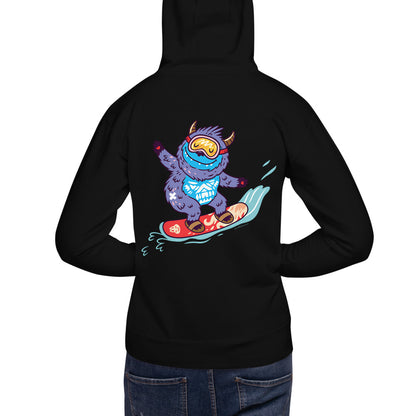 Premium Pullover Hoodie - Print on the BACK - Yeti Shredding it!