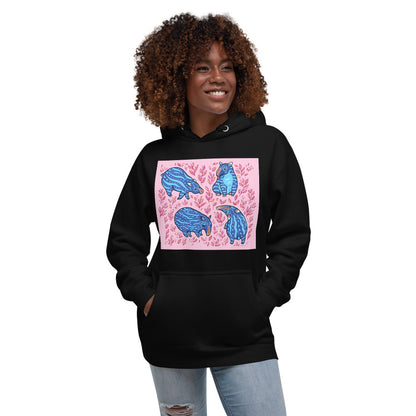 Premium Pullover Hoodie - Funny Blue Tapirs