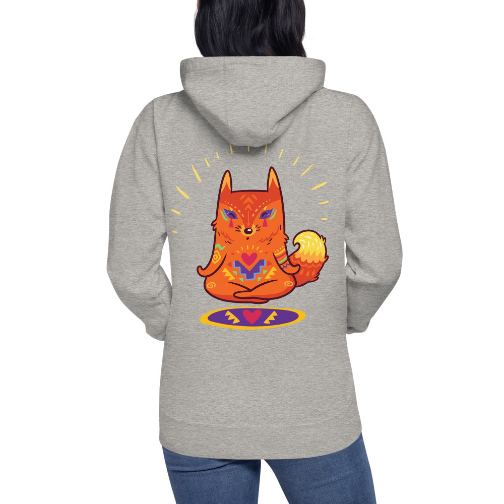 Premium Pullover Hoodie - Print on the BACK - Enlightened Hygge Fox