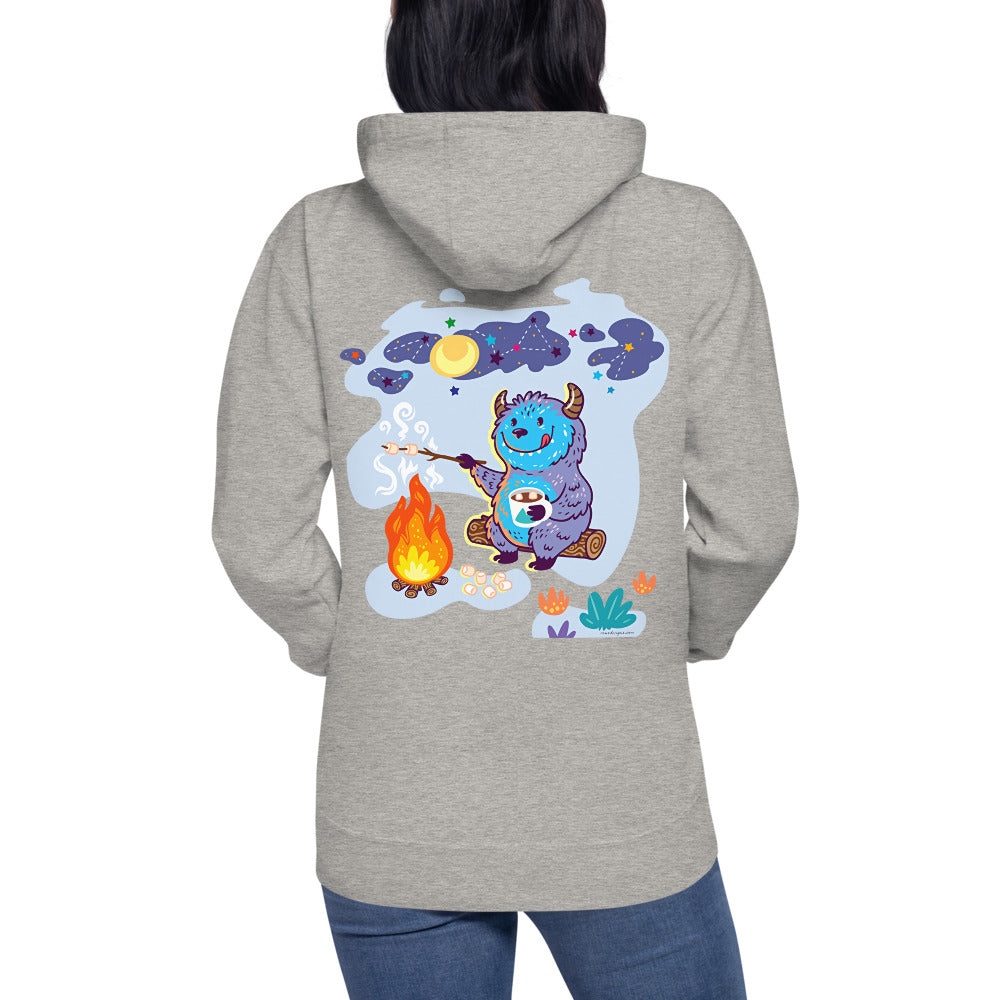 Premium Pullover Hoodie - Print on the BACK - Yeti Campfire