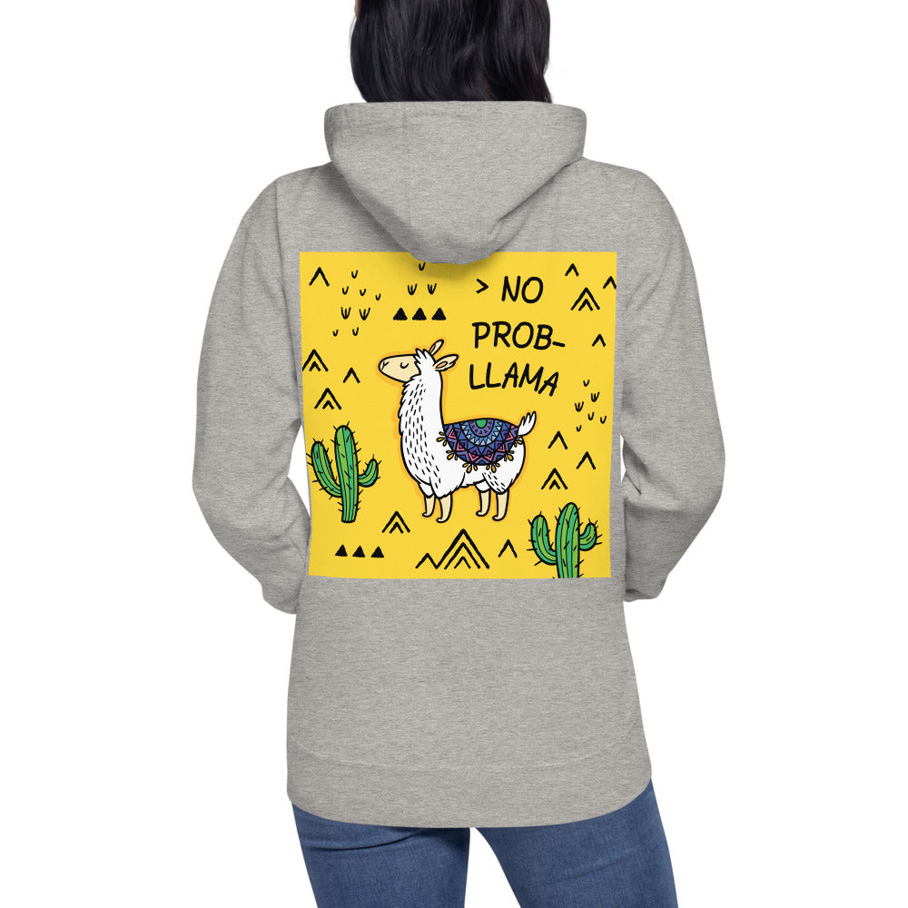 Premium Pullover Hoodie - Print on the BACK - NO PROB-LLAMA
