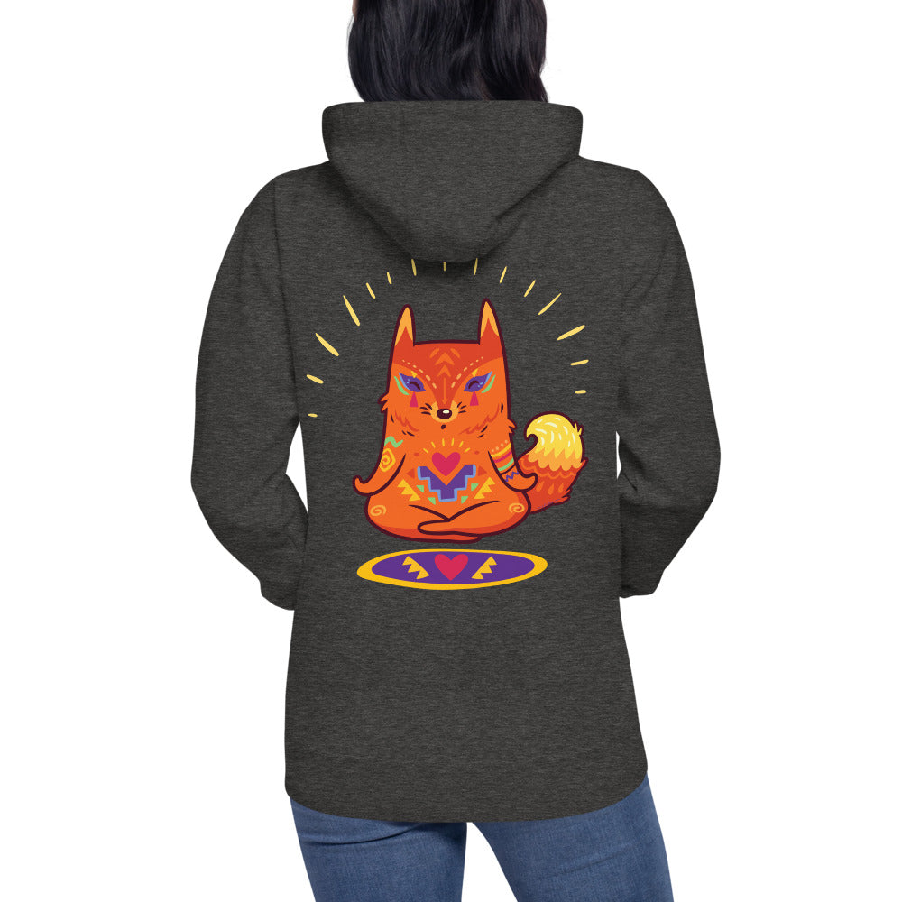 Premium Pullover Hoodie - Print on the BACK - Enlightened Hygge Fox