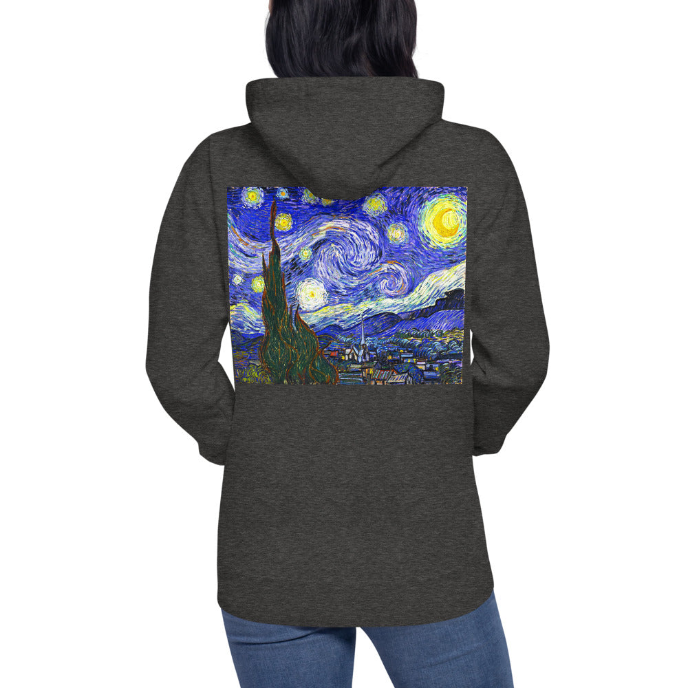 Premium Pullover Hoodie: Print on the BACK - van Gogh: The Starry Night