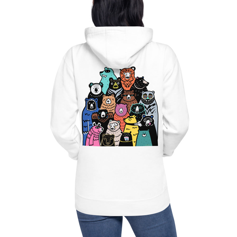 Premium Pullover Hoodie - Print on the BACK - Foxes in Blue