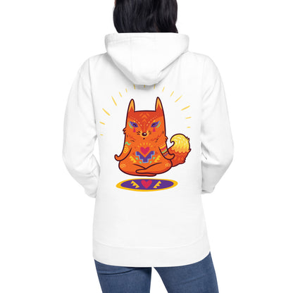 Premium Pullover Hoodie - Print on the BACK - Enlightened Hygge Fox