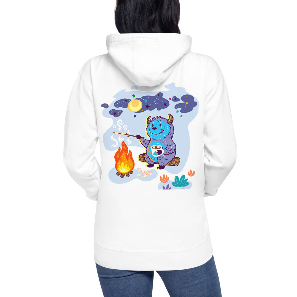 Premium Pullover Hoodie - Print on the BACK - Yeti Campfire