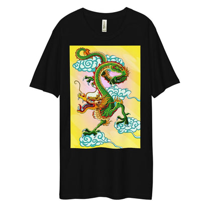 Dee Lux Tee - Green Chinese Sky Dragon on Yellow