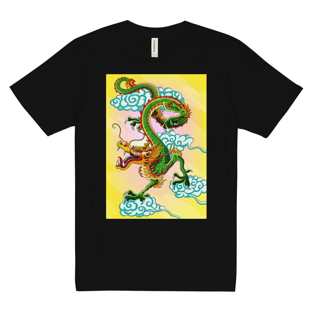Dee Lux Tee - Green Chinese Sky Dragon on Yellow
