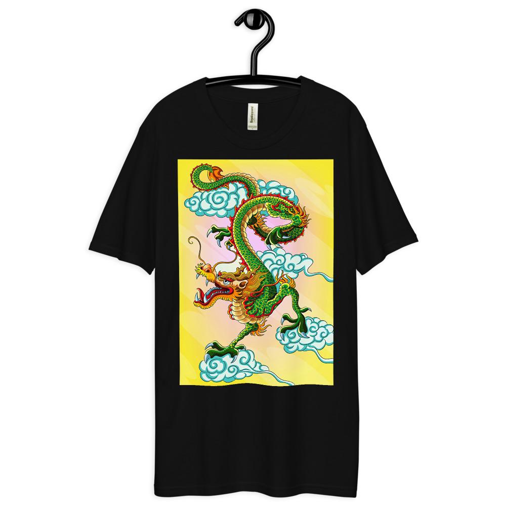 Dee Lux Tee - Green Chinese Sky Dragon on Yellow