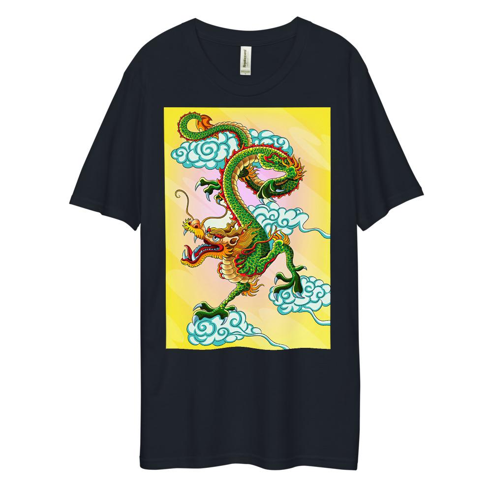 Dee Lux Tee - Green Chinese Sky Dragon on Yellow