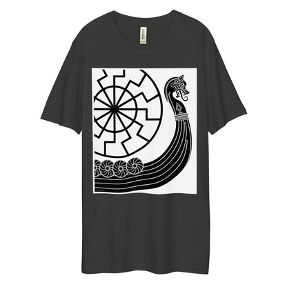 Men's Dee Lux Crew Neck - Viking Drakkar with Circle of the Black Sun