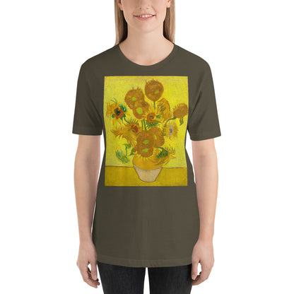Classic Crew Neck Tee - van Gogh: 15 Sunflowers in Vase - Ronz-Design-Unique-Apparel