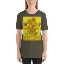 Load image into Gallery viewer, Classic Crew Neck Tee - van Gogh: 15 Sunflowers in Vase - Ronz-Design-Unique-Apparel
