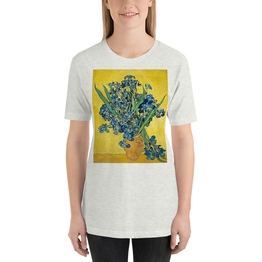 Classic Crew Neck Tee - van Gogh: Vase with Irises Against a Yellow Background - Ronz-Design-Unique-Apparel