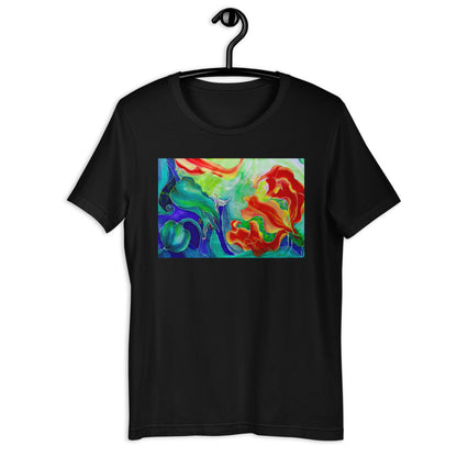 Classic Crew Neck Tee - Red Flowers Watercolor #3 - Ronz-Design-Unique-Apparel