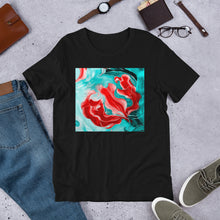 Load image into Gallery viewer, Classic Crew Neck Tee - Red Flowers Watercolor #4 - Ronz-Design-Unique-Apparel
