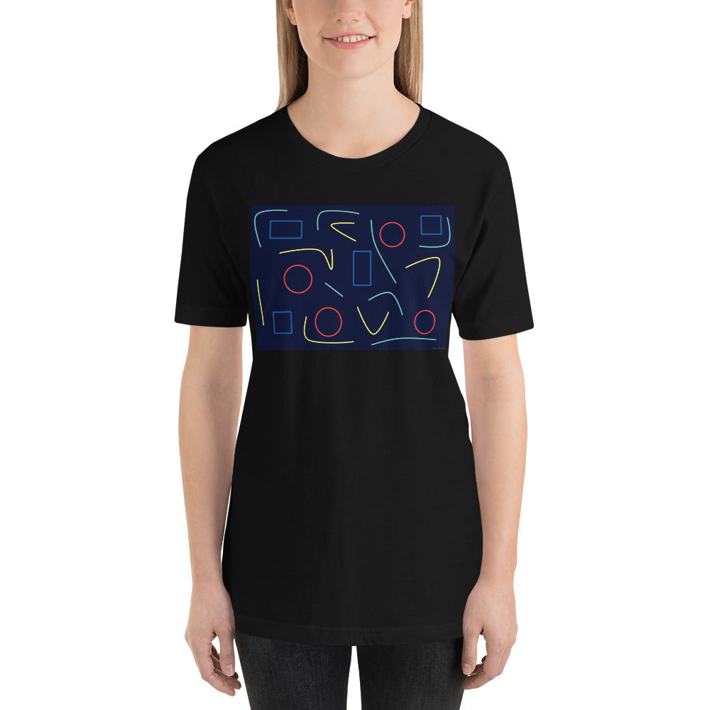 Classic Crew Neck Tee - Abstract on Blue - Ronz-Design-Unique-Apparel