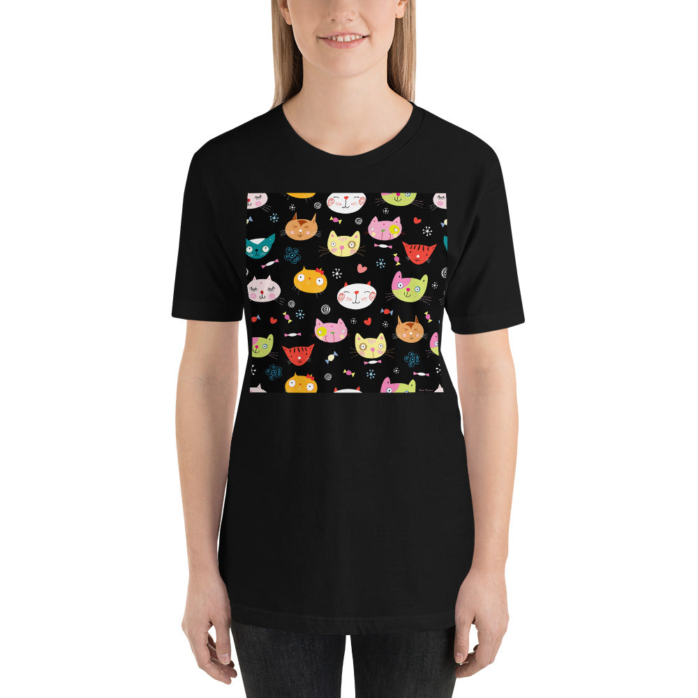 Classic Crew Neck Tee - Cat Faces - Ronz-Design-Unique-Apparel