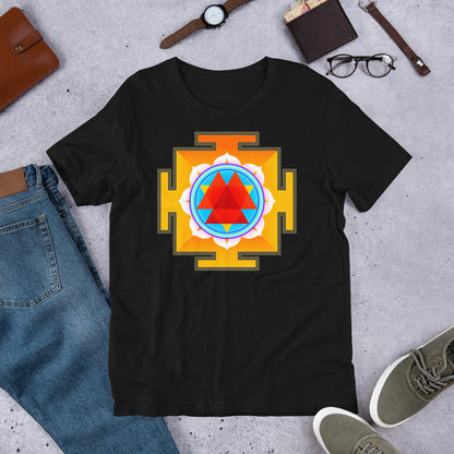 Classic Crew Neck Tee - Red & Blue Yantra - Ronz-Design-Unique-Apparel