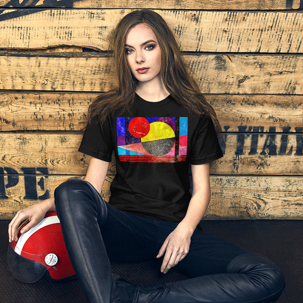 Classic Crew Neck Tee - Abstract Red Moon - Ronz-Design-Unique-Apparel