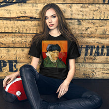 Load image into Gallery viewer, Classic Crew Neck Tee - Van Gogh Self Portrait &amp; Irises - Ronz-Design-Unique-Apparel

