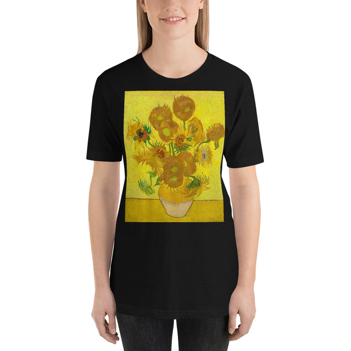 Classic Crew Neck Tee - van Gogh: 15 Sunflowers in Vase - Ronz-Design-Unique-Apparel