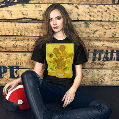Classic Crew Neck Tee - van Gogh: 15 Sunflowers in Vase - Ronz-Design-Unique-Apparel