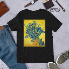 Load image into Gallery viewer, Classic Crew Neck Tee - van Gogh: Vase with Irises Against a Yellow Background - Ronz-Design-Unique-Apparel
