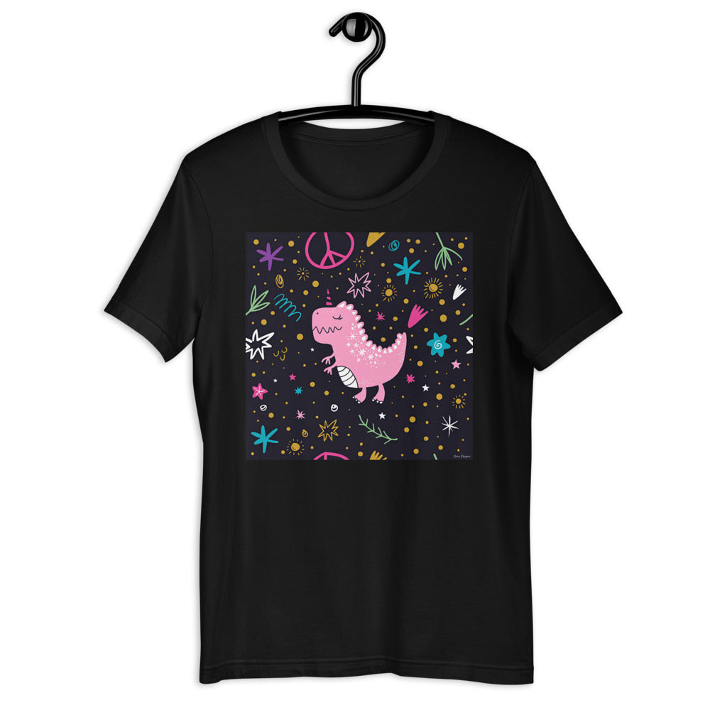 Classic Crew Neck Tee - Pink Dino - Ronz-Design-Unique-Apparel