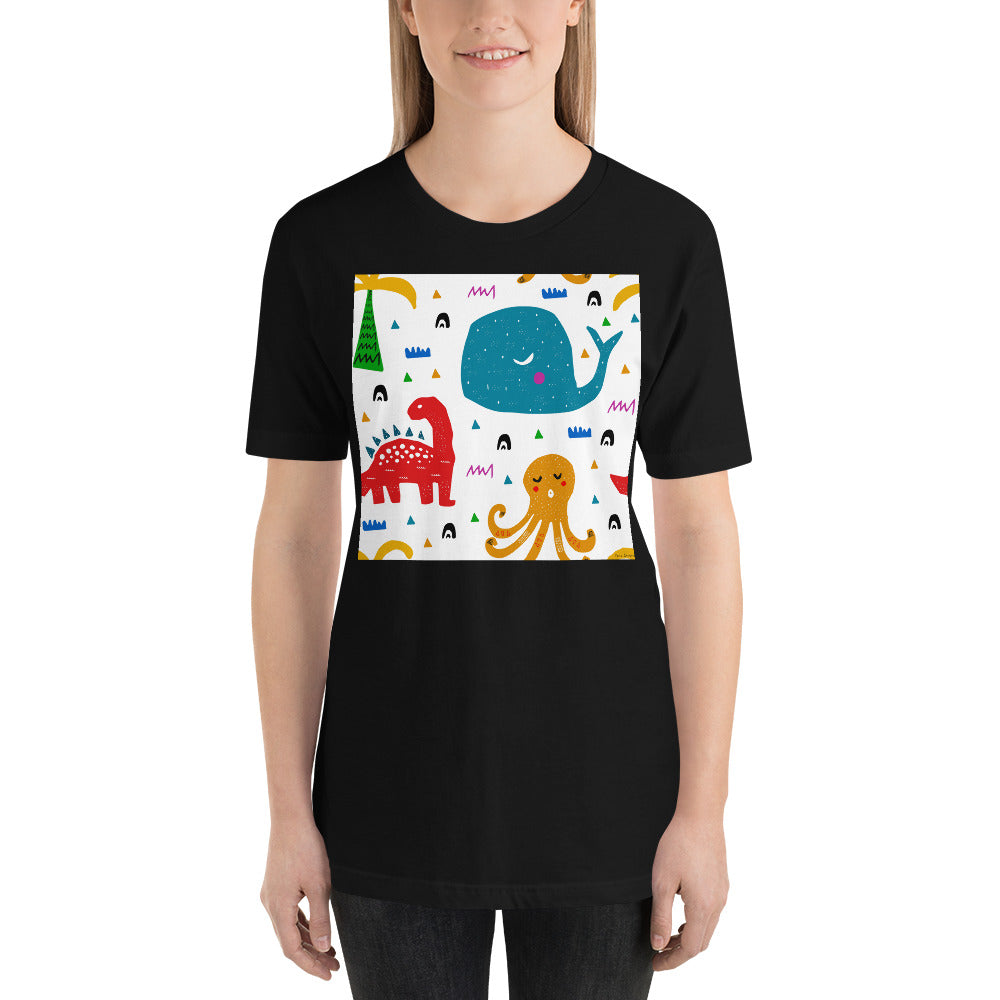 Classic Crew Neck Tee - Whale, Octopus & Dino - Ronz-Design-Unique-Apparel