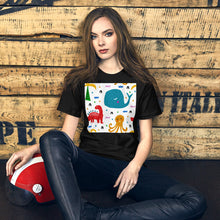 Load image into Gallery viewer, Classic Crew Neck Tee - Whale, Octopus &amp; Dino - Ronz-Design-Unique-Apparel
