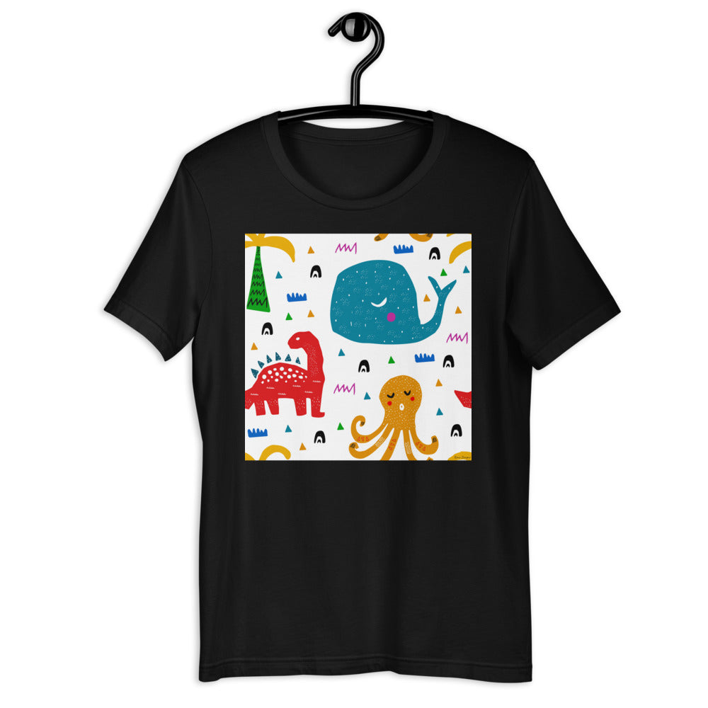 Classic Crew Neck Tee - Whale, Octopus & Dino - Ronz-Design-Unique-Apparel
