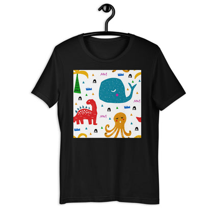 Classic Crew Neck Tee - Whale, Octopus & Dino - Ronz-Design-Unique-Apparel