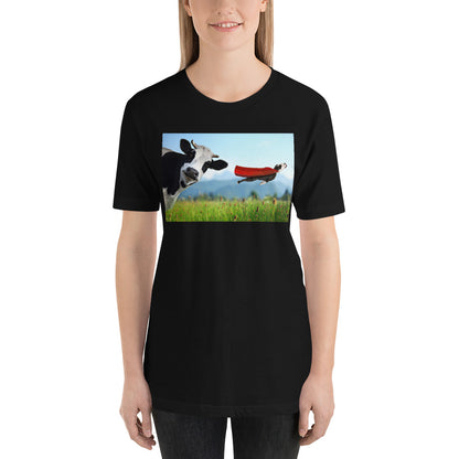 Classic Crew Neck Tee - Cow & Super Dog - Ronz-Design-Unique-Apparel