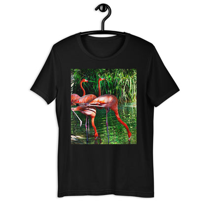 Classic Crew Neck Tee - Pink Flamingos - Ronz-Design-Unique-Apparel