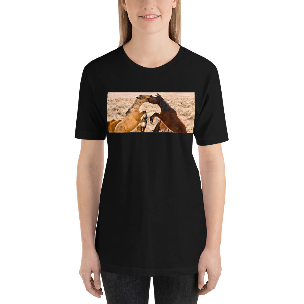 Classic Crew Neck Tee - Wild Mustangs Playing - Ronz-Design-Unique-Apparel