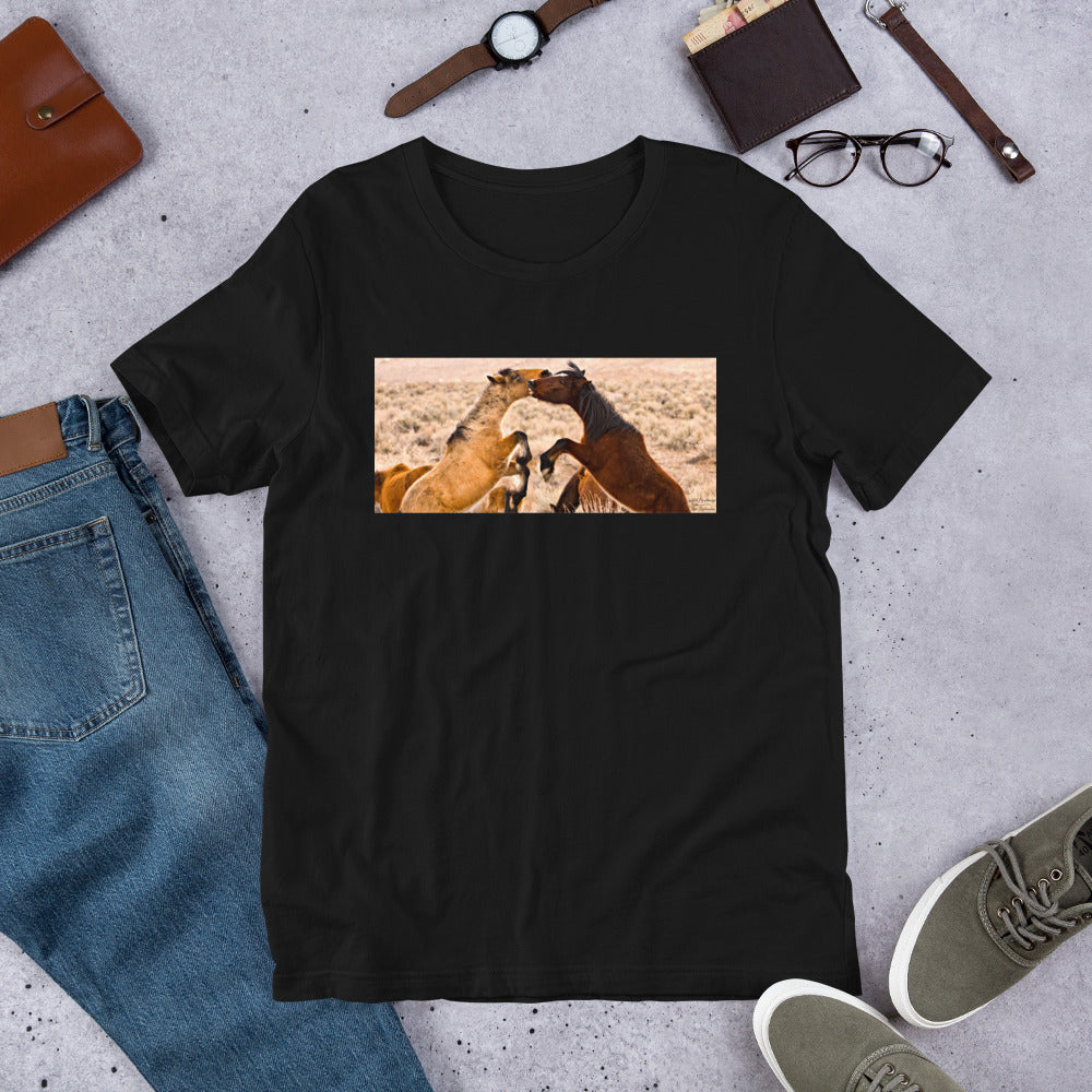Classic Crew Neck Tee - Wild Mustangs Playing - Ronz-Design-Unique-Apparel