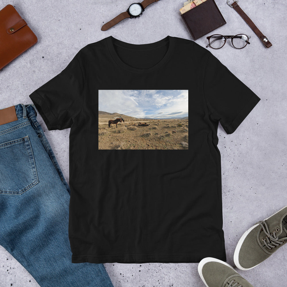 Classic Crew Neck Tee - Wild Mustang Vista - Ronz-Design-Unique-Apparel