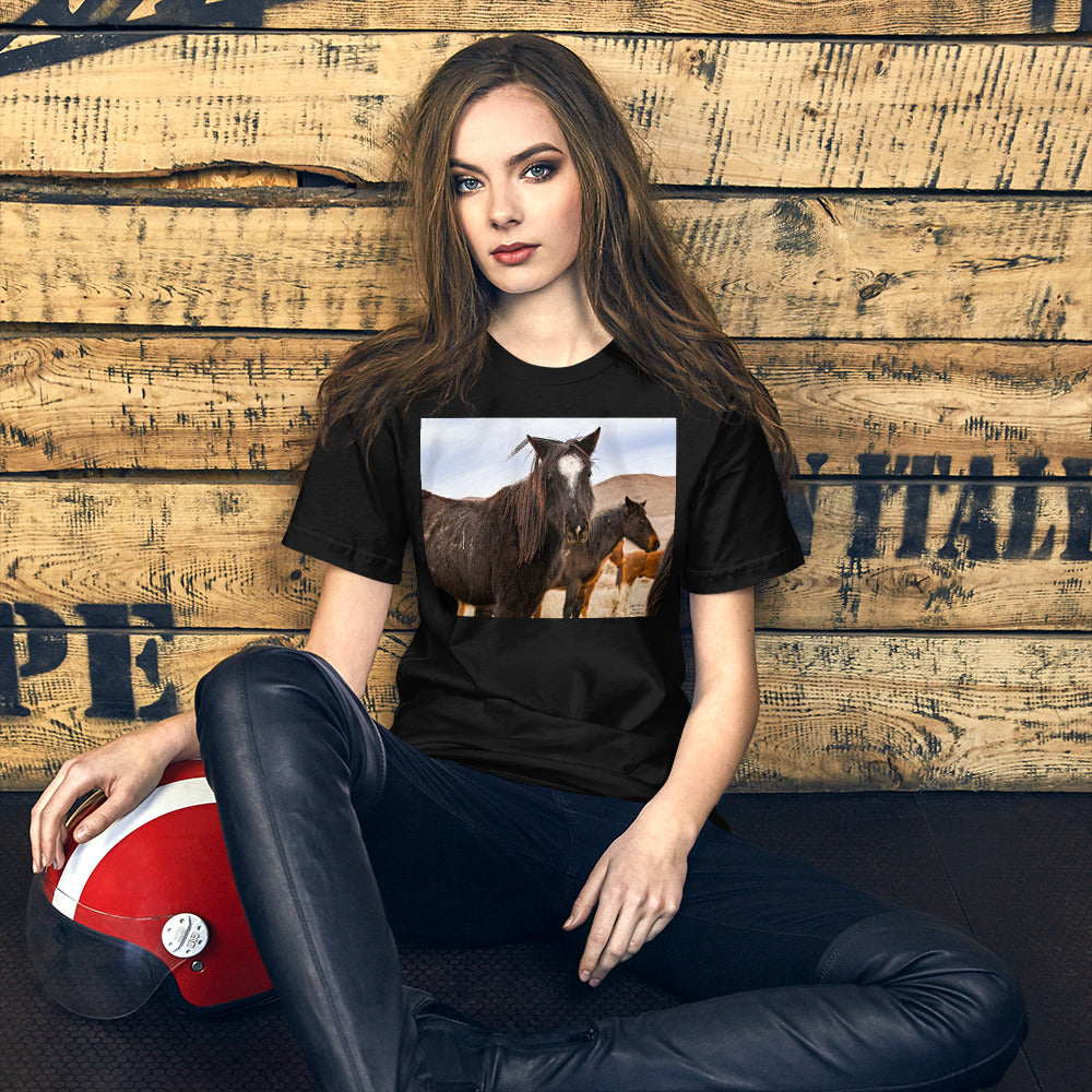 Classic Crew Neck Tee - Wild Mustang with Wild Hair - Ronz-Design-Unique-Apparel