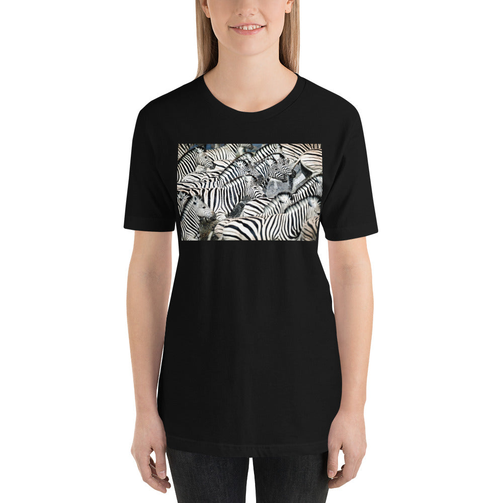 Classic Crew Neck Tee - Zebras Running Through Water - Ronz-Design-Unique-Apparel