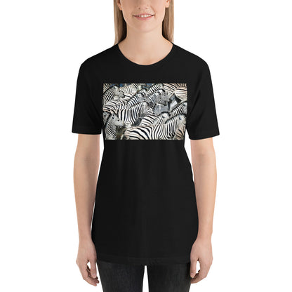 Classic Crew Neck Tee - Zebras Running Through Water - Ronz-Design-Unique-Apparel