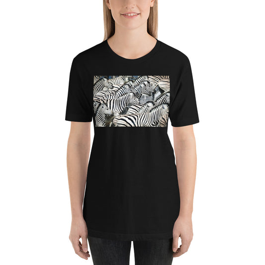 Classic Crew Neck Tee - Zebras Running Through Water - Ronz-Design-Unique-Apparel