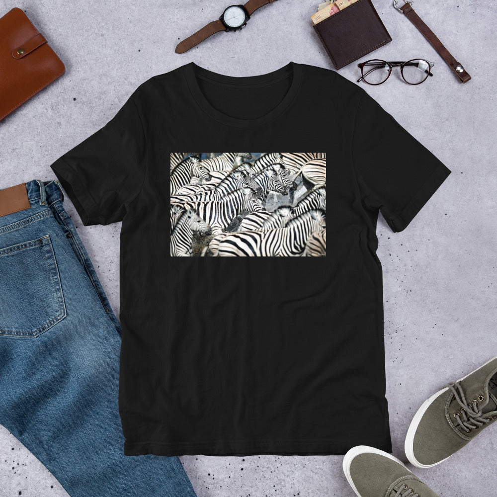 Classic Crew Neck Tee - Zebras Running Through Water - Ronz-Design-Unique-Apparel
