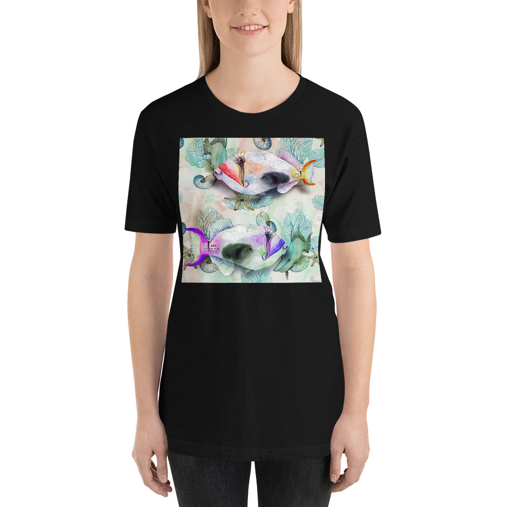 Classic Crew Neck Tee - Fish Watercolor - Ronz-Design-Unique-Apparel