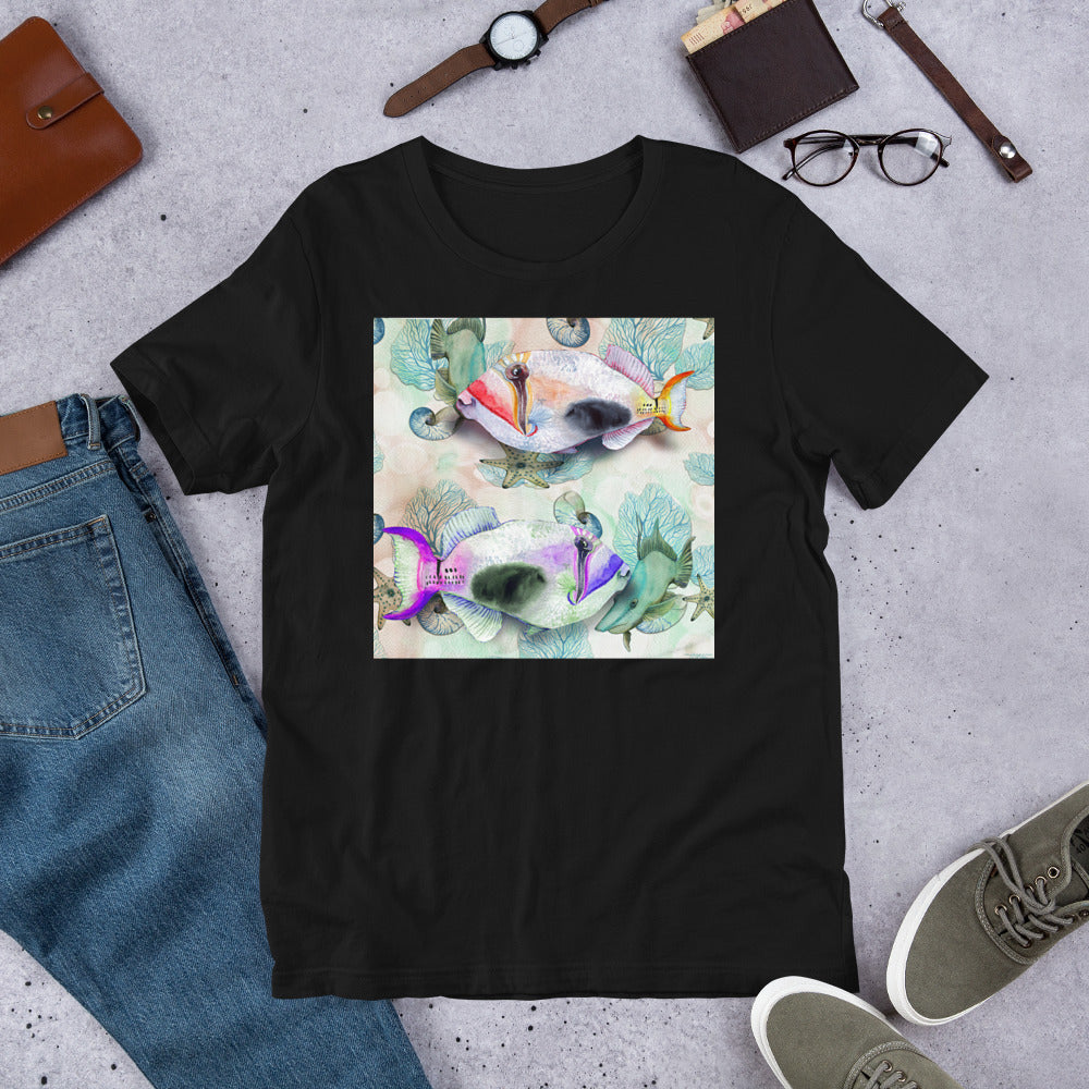 Classic Crew Neck Tee - Fish Watercolor - Ronz-Design-Unique-Apparel
