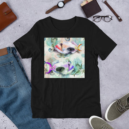 Classic Crew Neck Tee - Fish Watercolor - Ronz-Design-Unique-Apparel