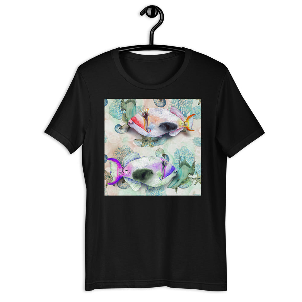 Classic Crew Neck Tee - Fish Watercolor - Ronz-Design-Unique-Apparel