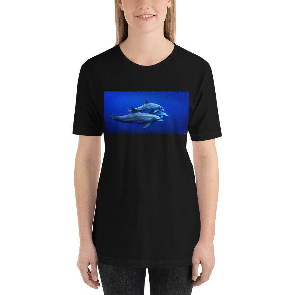 Classic Crew Neck Tee - Dolphins in Blue - Ronz-Design-Unique-Apparel