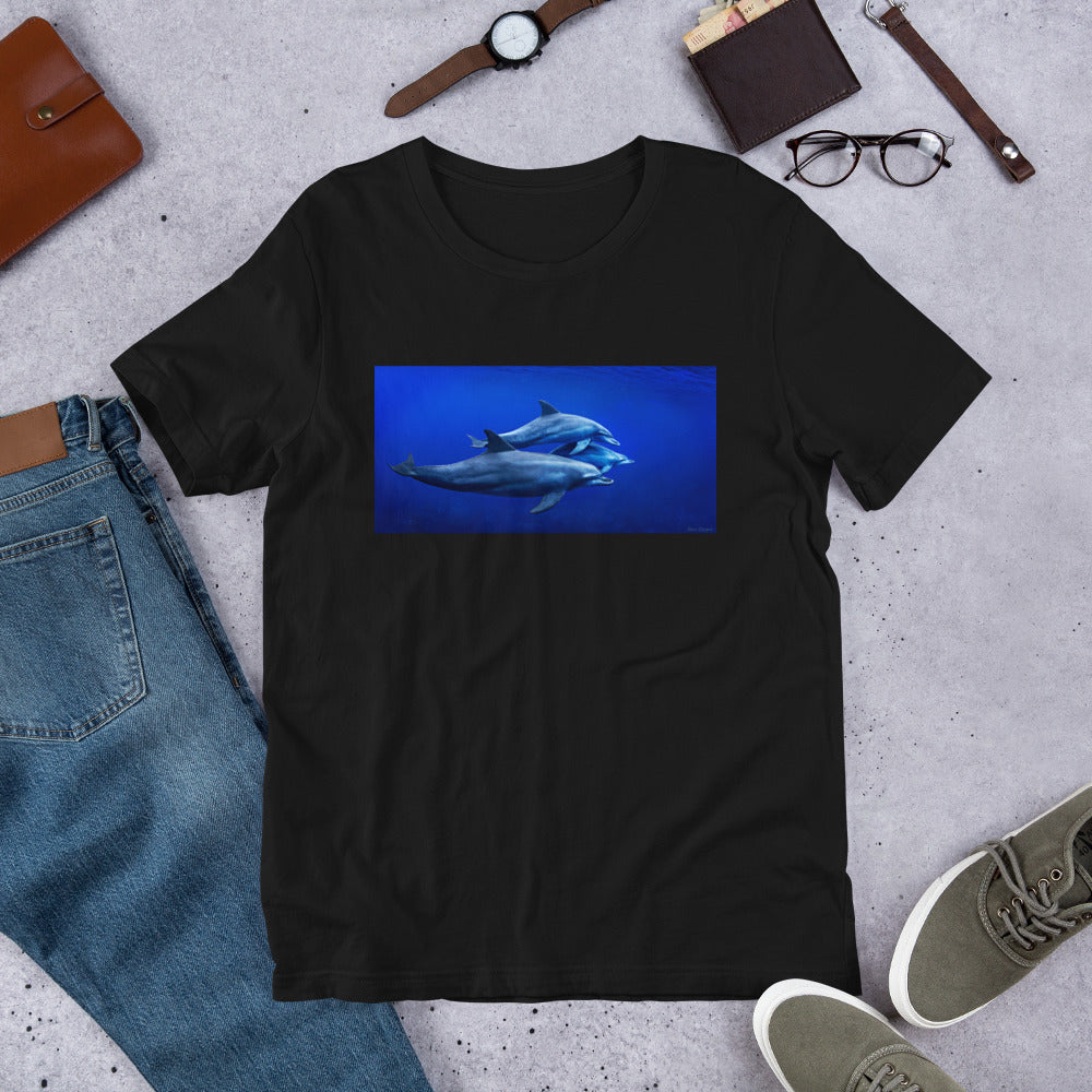 Classic Crew Neck Tee - Dolphins in Blue - Ronz-Design-Unique-Apparel