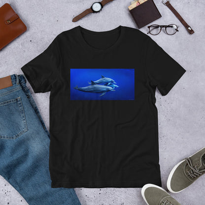 Classic Crew Neck Tee - Dolphins in Blue - Ronz-Design-Unique-Apparel